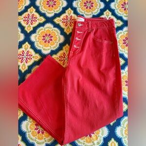 POPSUGAR Women's Wide-Leg High-Rise Jeans in Red